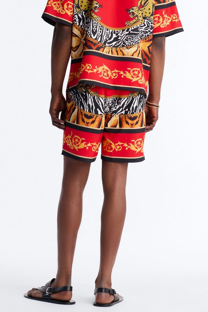 Jungle Royale Baroque Swim Trunk 7″ - Red