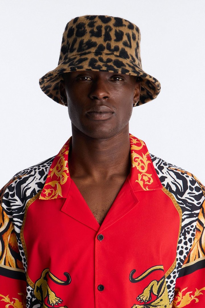Leopard Print Bucket Hat - Yellow
