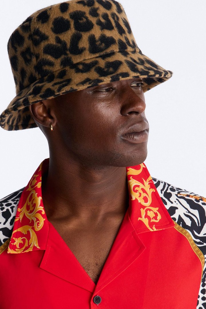 Leopard Print Bucket Hat - Yellow