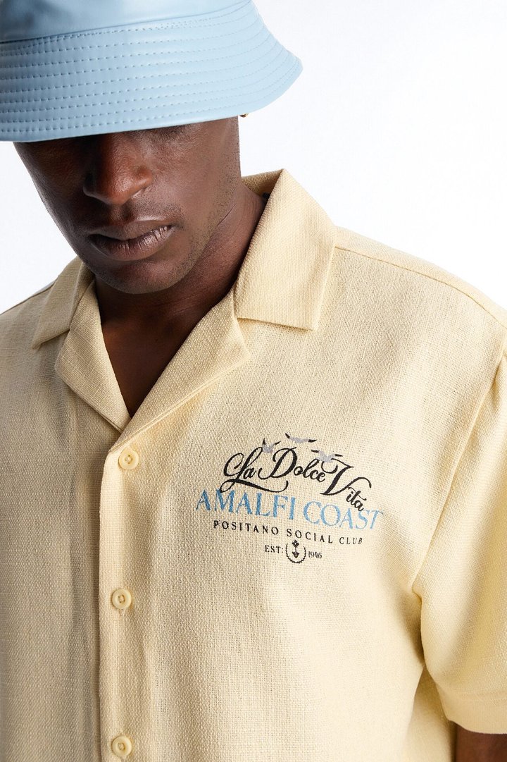 La Dolce Vita Short Sleeve Button Up - Butter Yellow