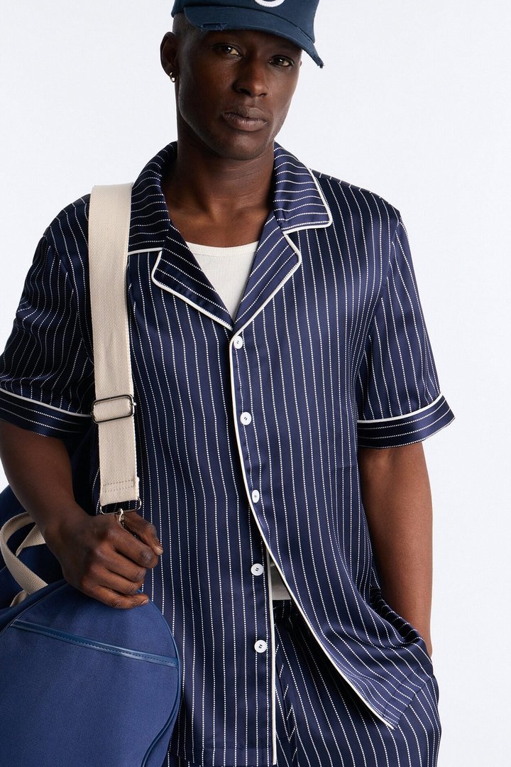 After Hours Stripe Lounge Set - Navy
