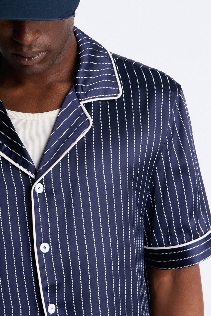 After Hours Stripe Lounge Set - Navy