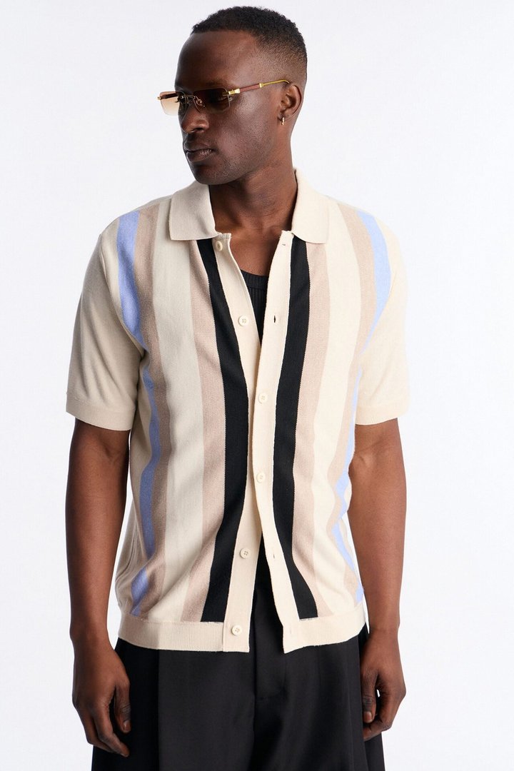 Sundown Lounge Button Up - Blue/combo
