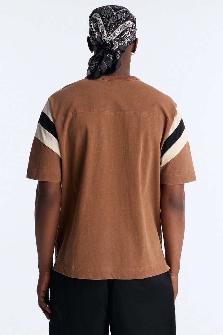 Boxy Varsity Stripe Tee - Brown/combo