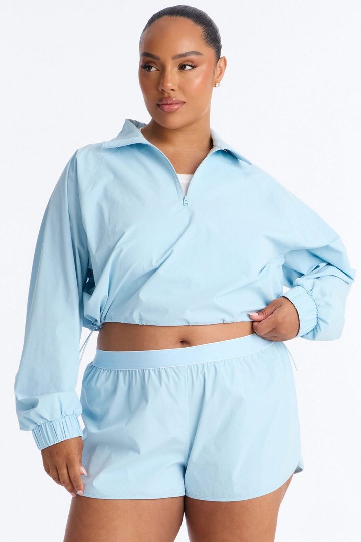 Alora Windbreaker Lounge Quarter Zip - Light Blue