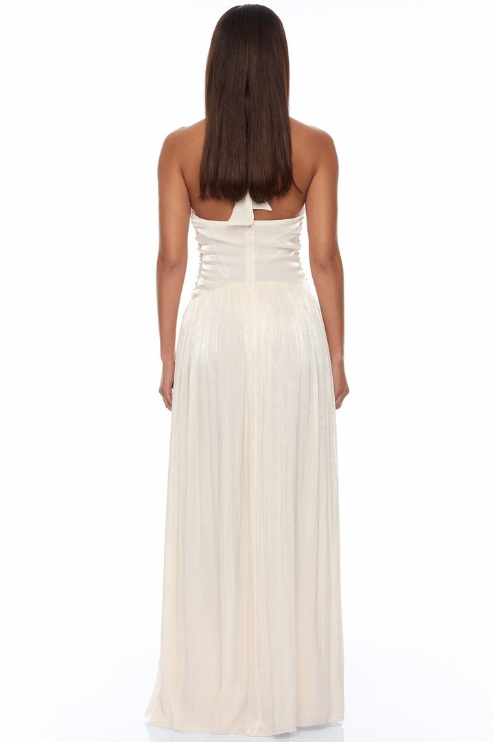 Rhiannon Embellished Halter Maxi Dress - Cream