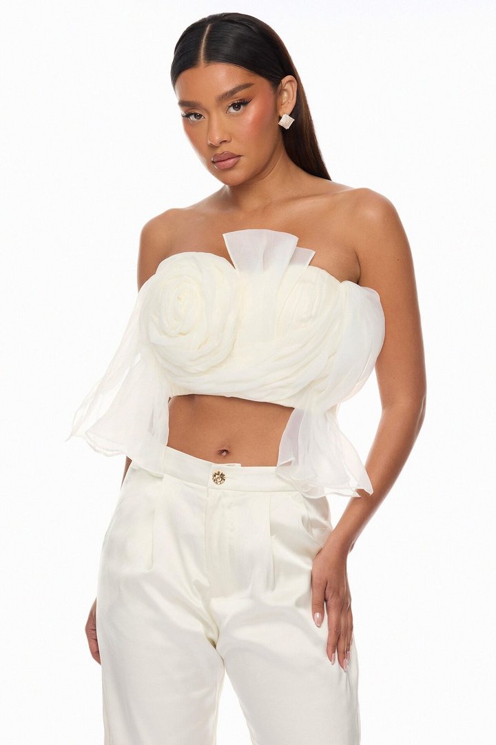Arlynn 3D Applique Pant Set - White
