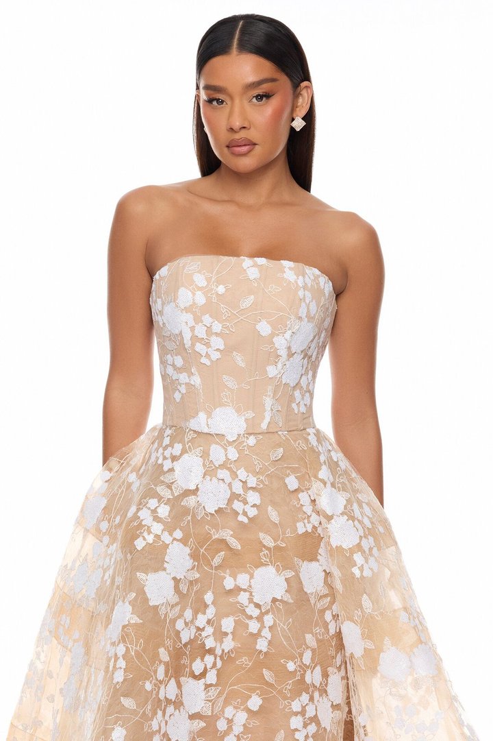 Too Sweet Lace Maxi Dress - Nude/combo