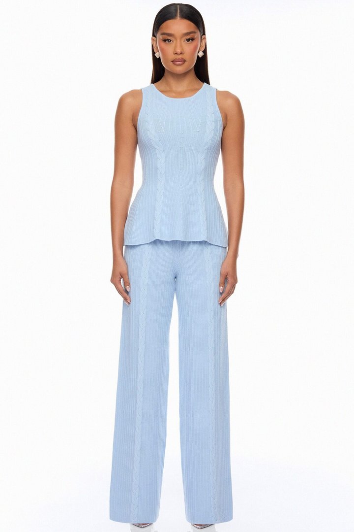 Veronica Sweater Pant Set - LightBlue
