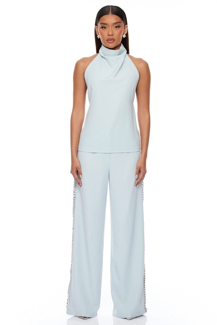 Destiny Chain Hardware Pant Set - Light Blue