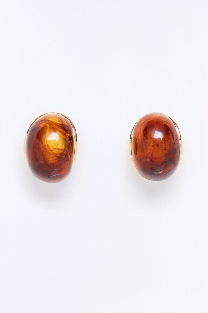Morning Muse Jeweled Stud Earrings - Gold/Brown