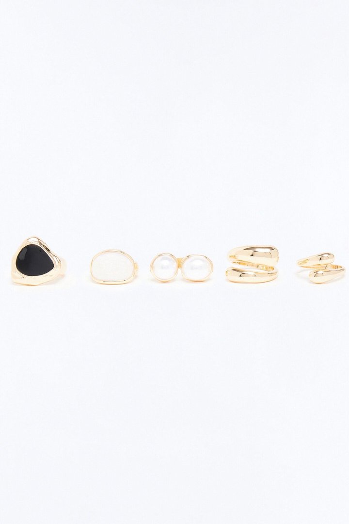 Take Me Away 5 Piece Ring Set - Gold/combo