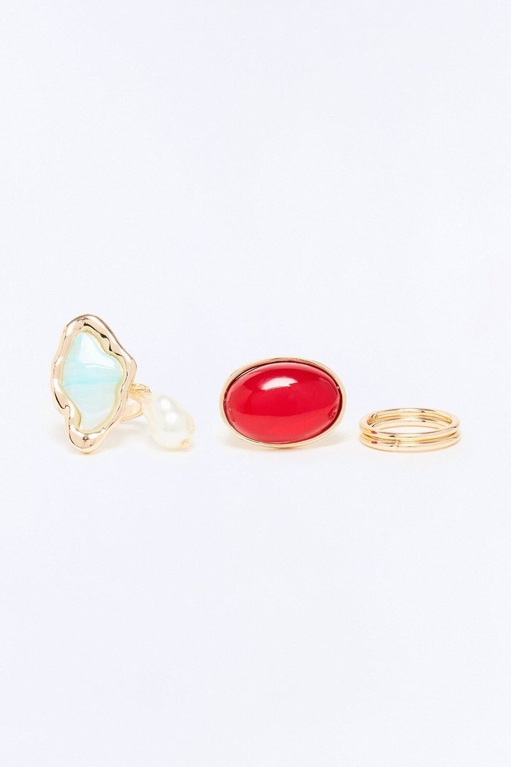 More To Come Jeweled 4 Piece Ring Set - Gold/combo
