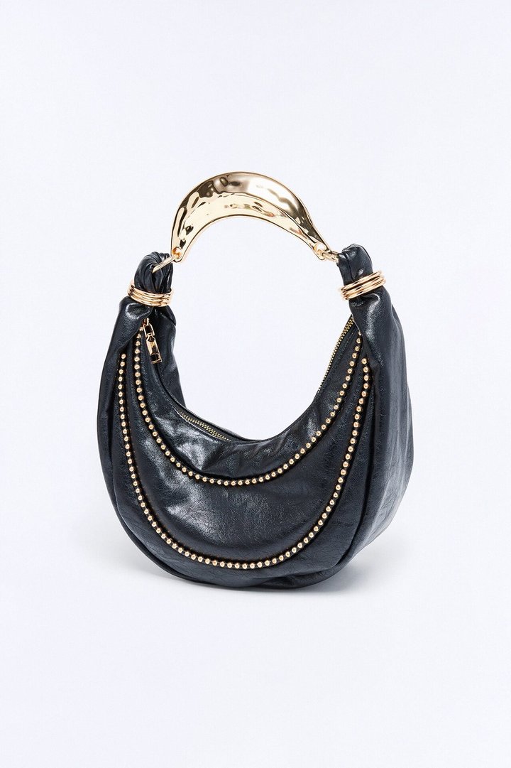 No Curfew Faux Leather Shoulder Bag - Black