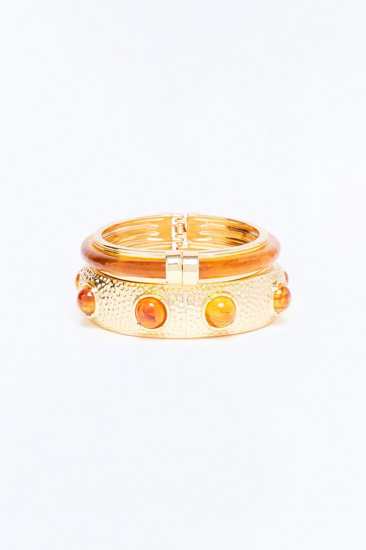 No Need To Wonder 2 Piece Bracelet Set - Gold/Brown