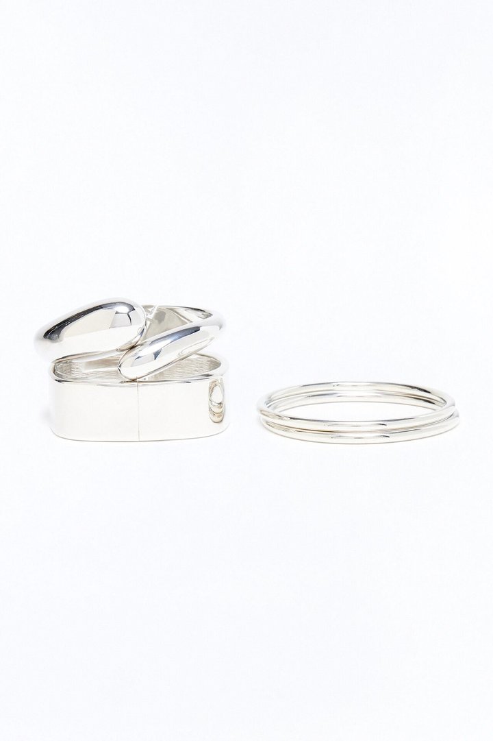 Simplicity Stack 4 Piece Bracelet Set - Silver