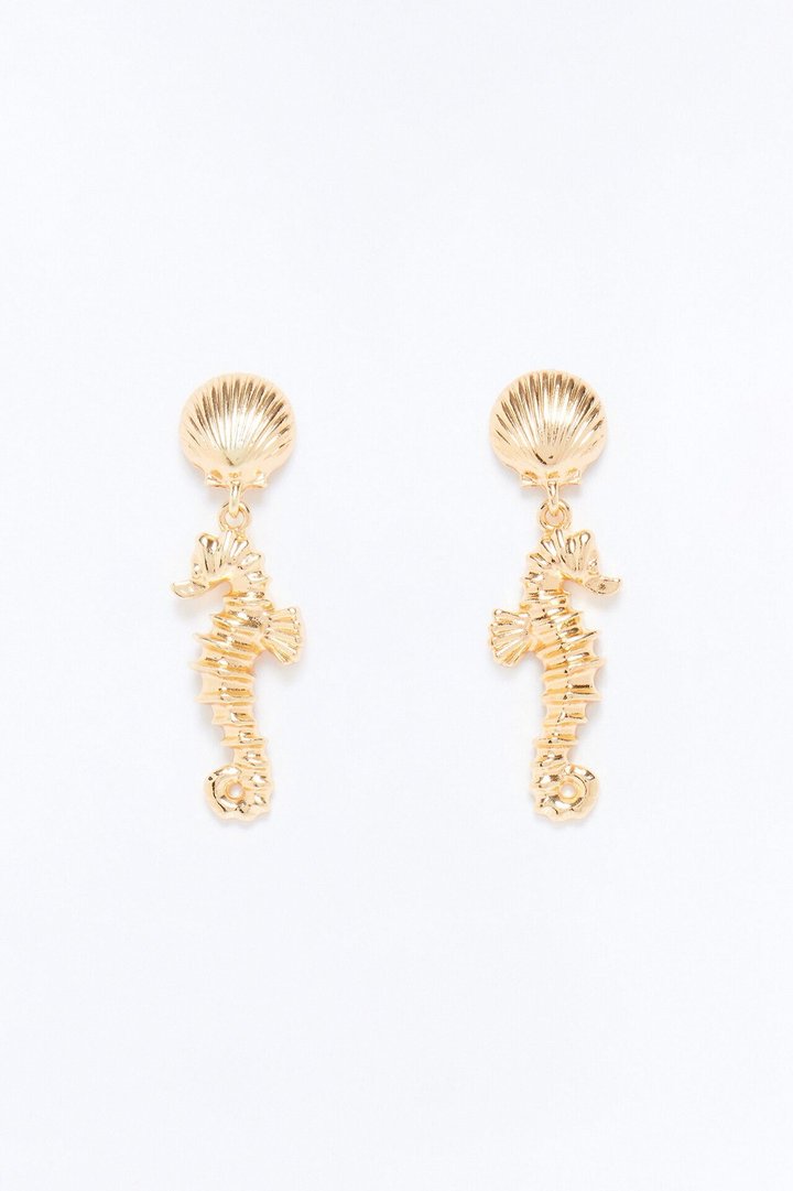 Mystical Seahorse Drop Earrings - Gold/combo