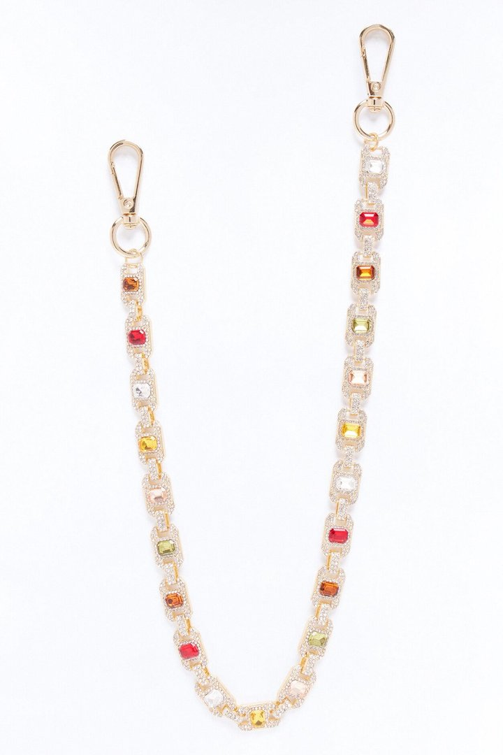 Regal Gemstone Rhinestone Pant Chain - Gold