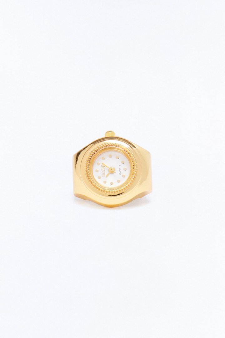 Time Struck Functional Watch Dial Ring - Gold