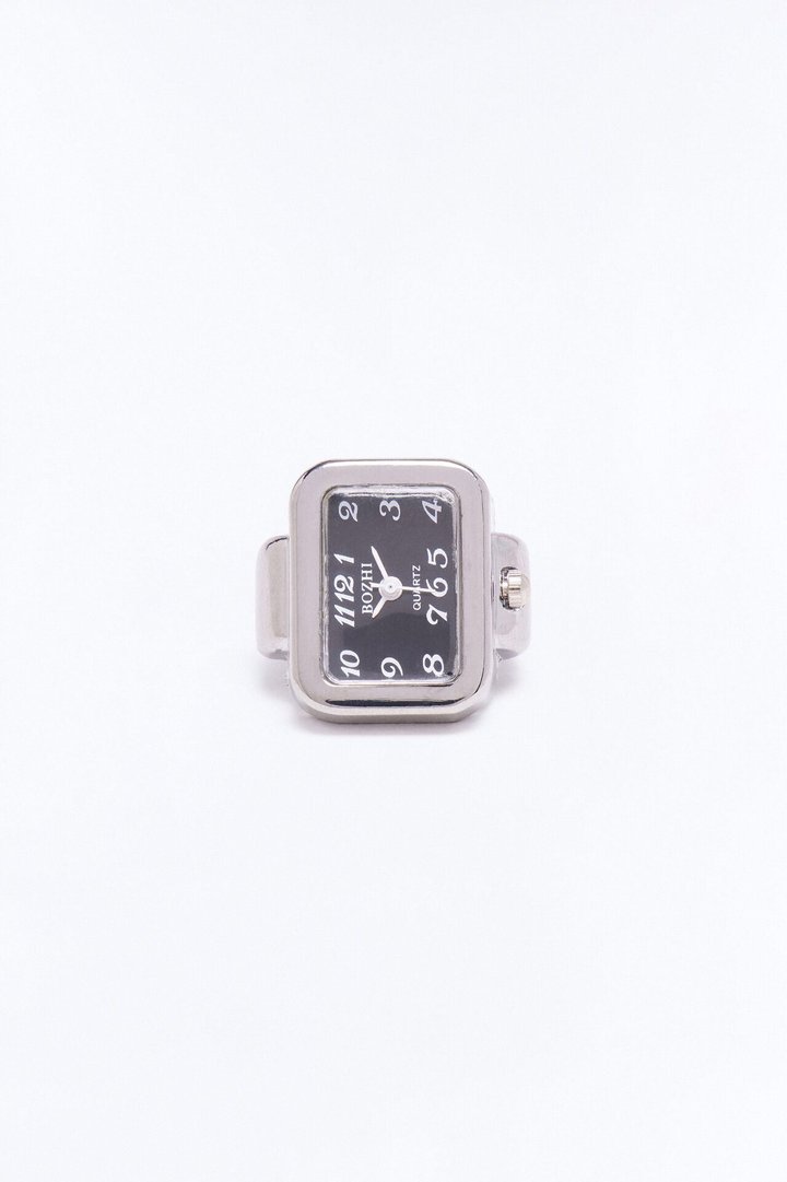 Pacing The Hour Functional Watch Dial Ring - Black