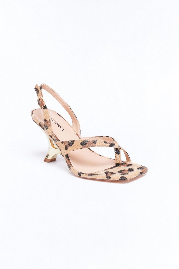 Cyra Thong Slingback Novelty Wedges - Leopard