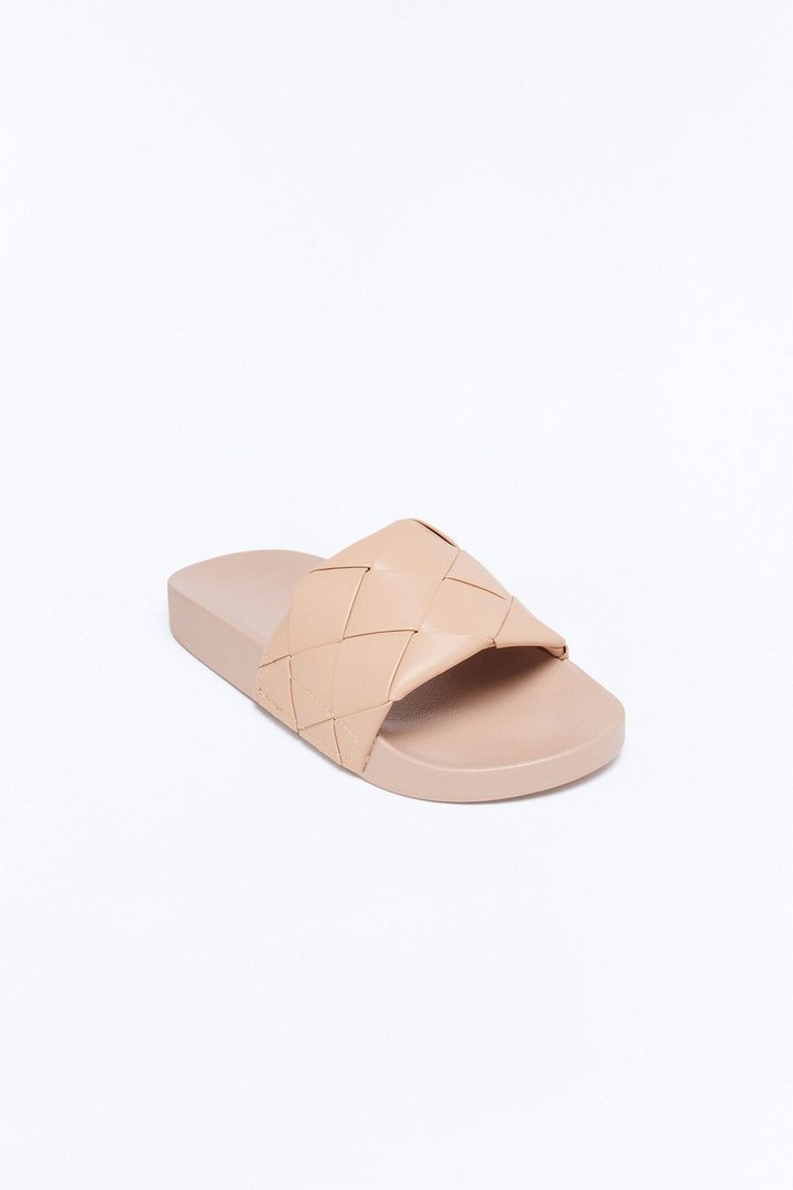 Caera Woven Strap Slides - Nude