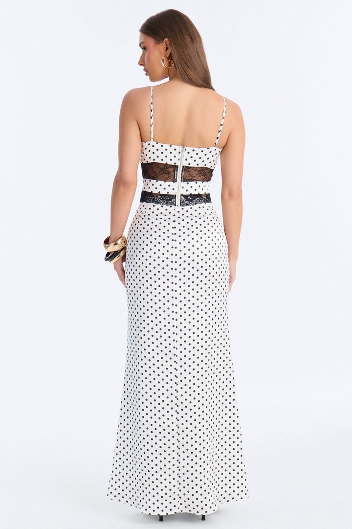 Juliette Polka Dot Laced Skirt Set - White/Black