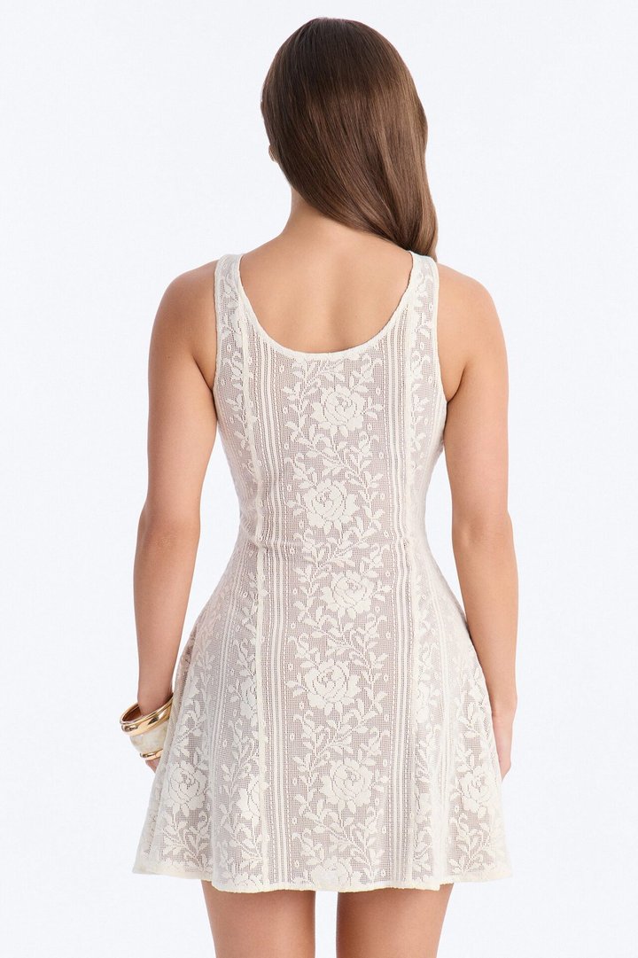 Eloise Sleeveless Lace Mini Dress - Cream