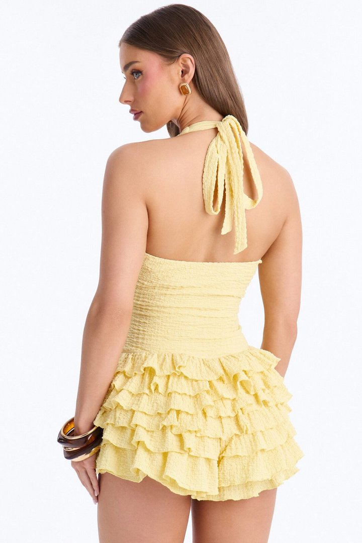 Cynthia Ruffle Micro Romper - Yellow