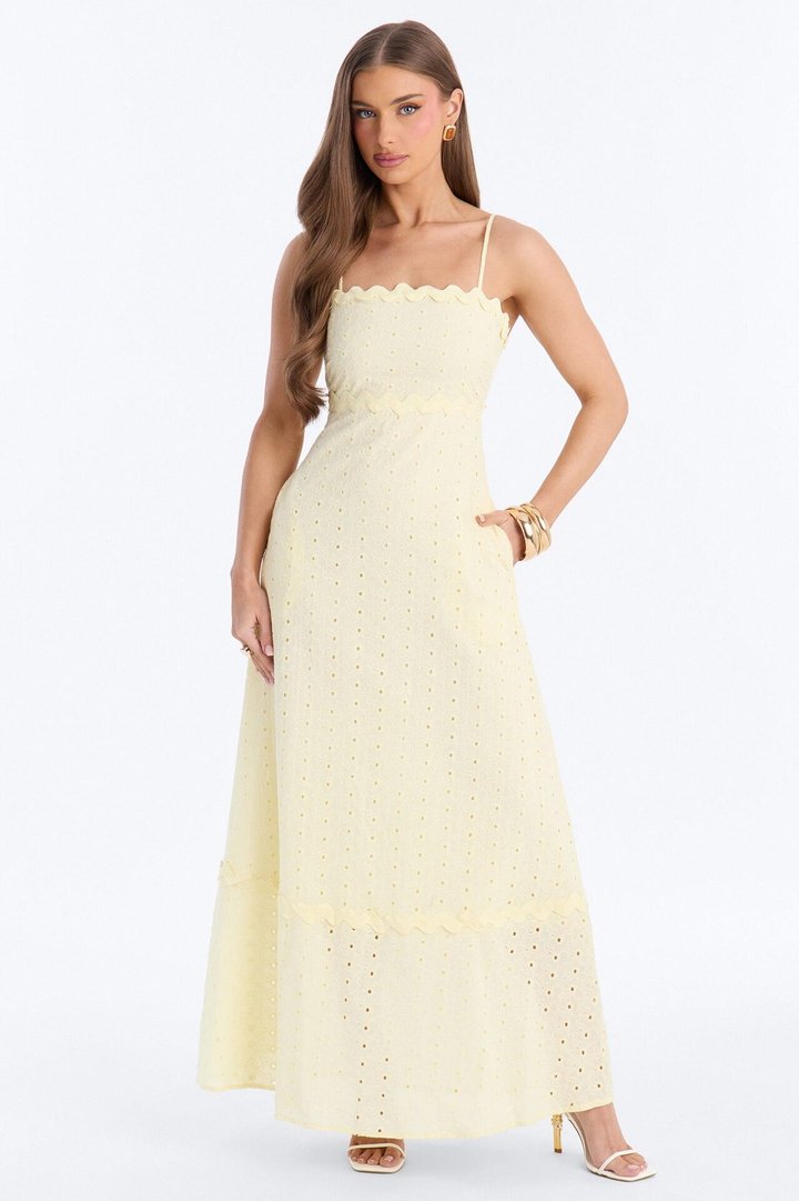Jayden Eyelet Maxi Dress - Yellow