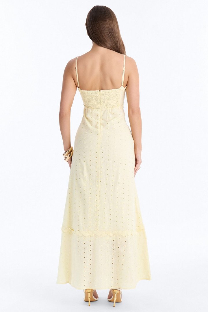 Jayden Eyelet Maxi Dress - Yellow