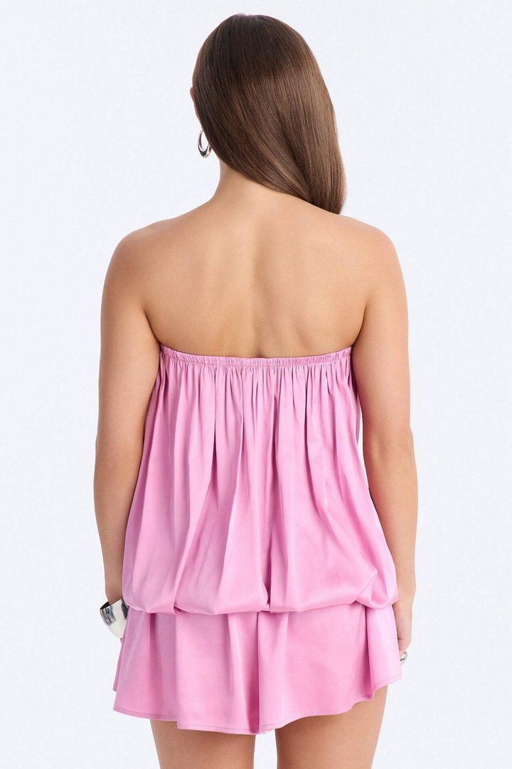 Summer Rose Satin Romper - Pink