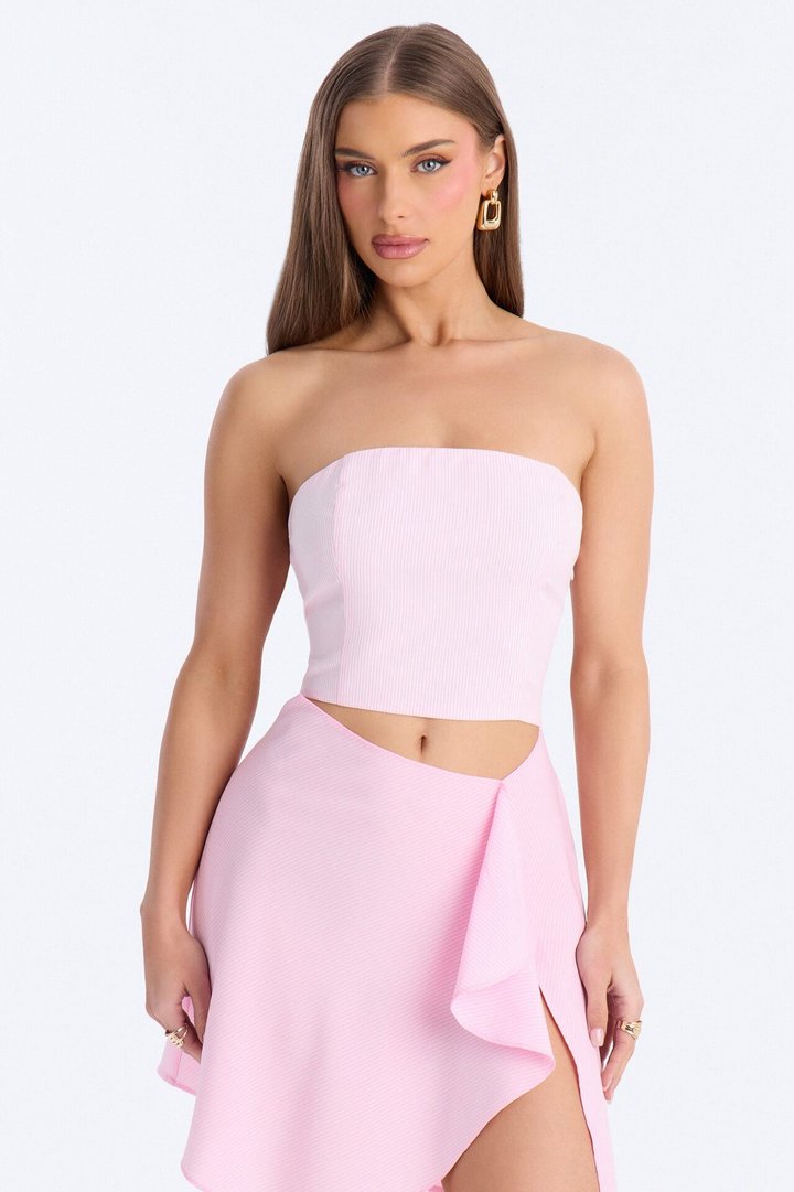 Penny Pinstripe Strapless Mini Dress - Pink