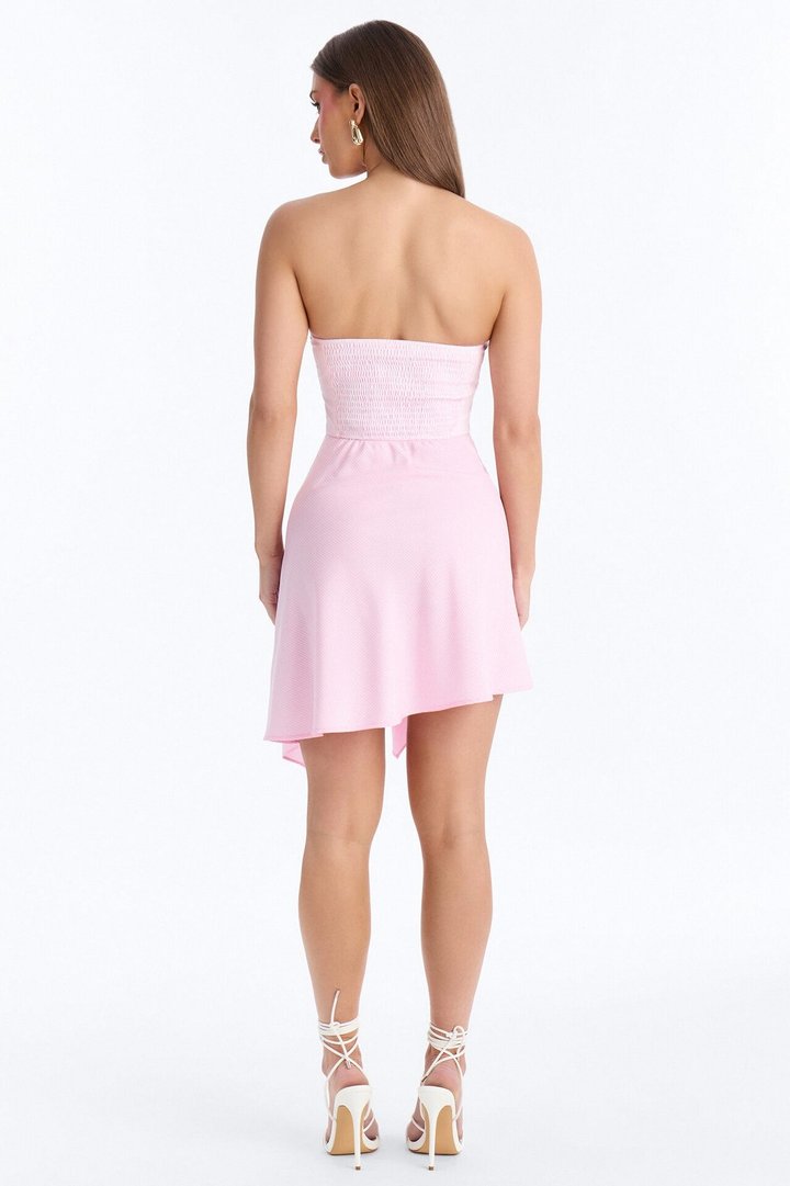 Penny Pinstripe Strapless Mini Dress - Pink
