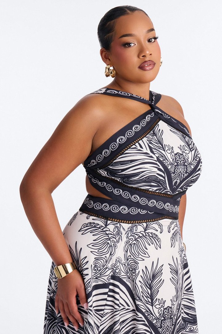 Yana Criss Cross Maxi Dress - Black/White