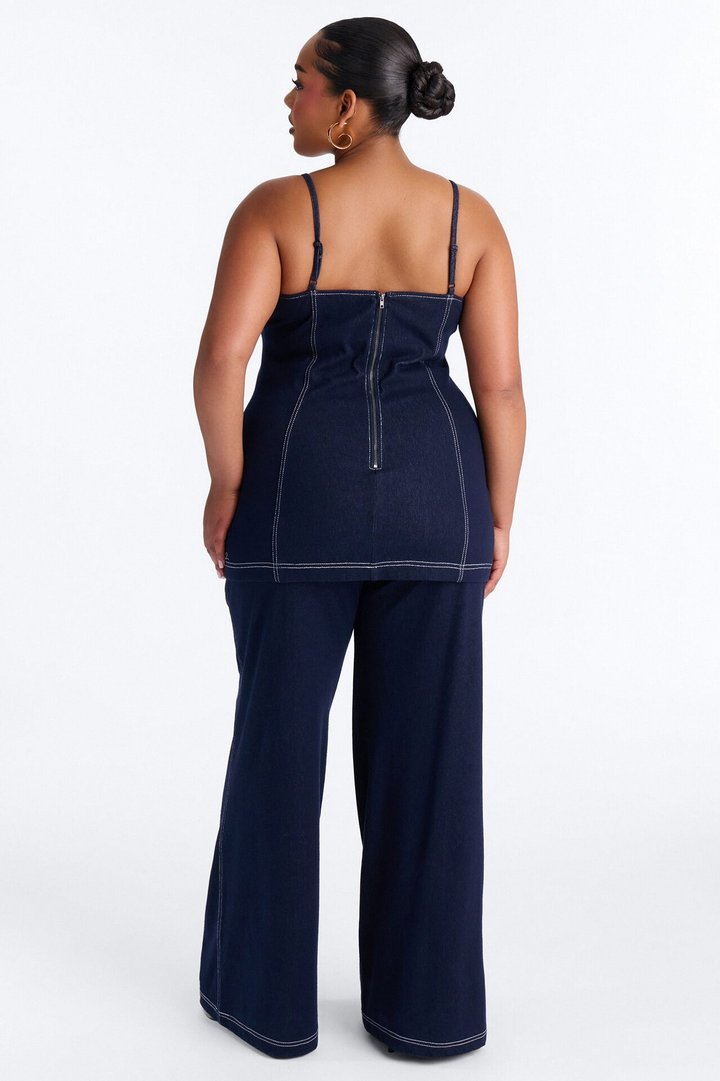 Diana Knit Denim Pant Set - Dark Wash