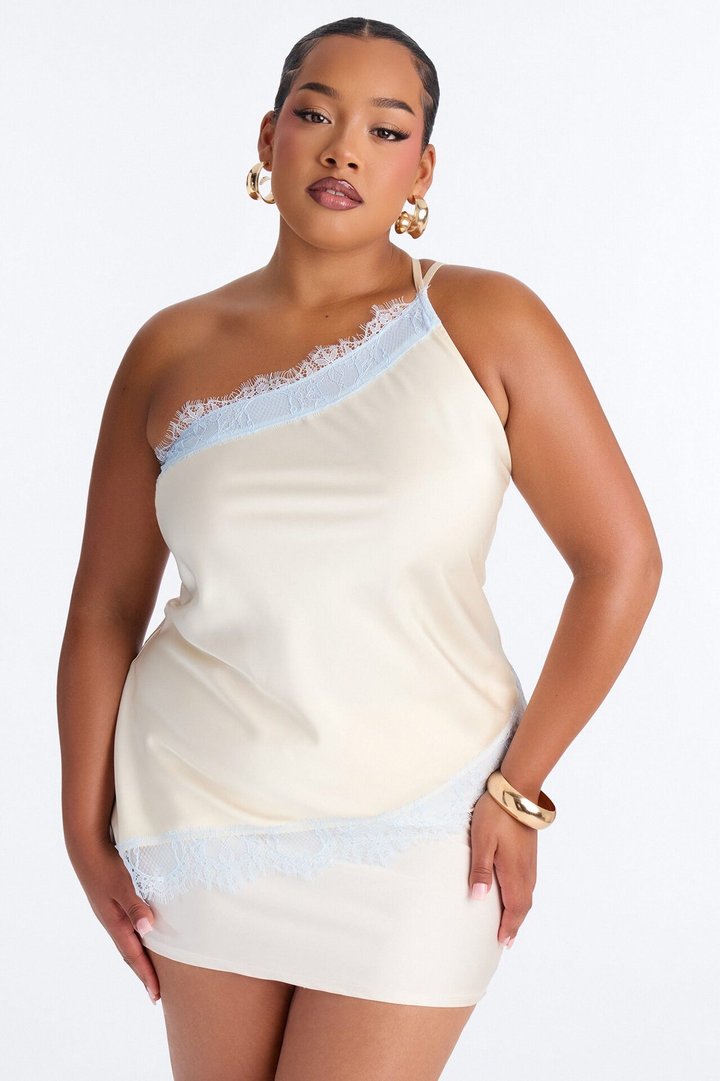 Summer's Little Secret Lace Trim Satin Top - Butter Yellow
