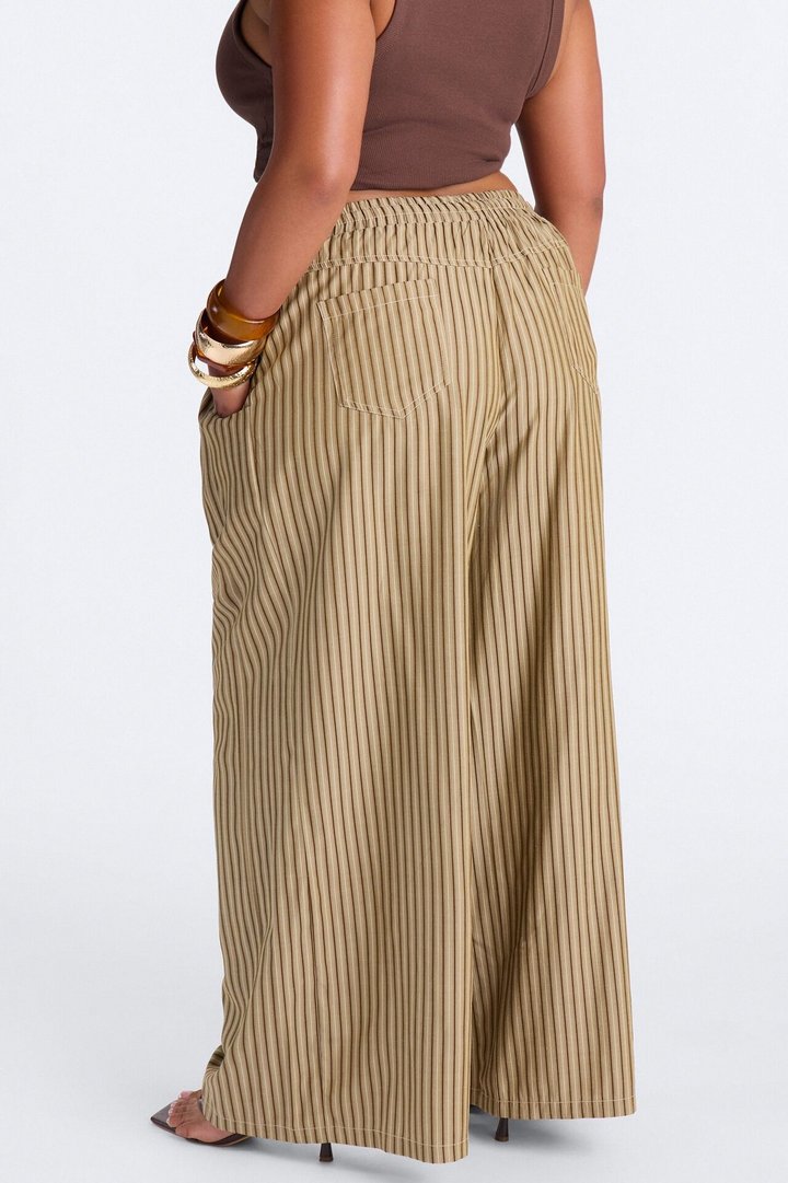 Timothy Striped Wide Leg Pant - Olive/combo