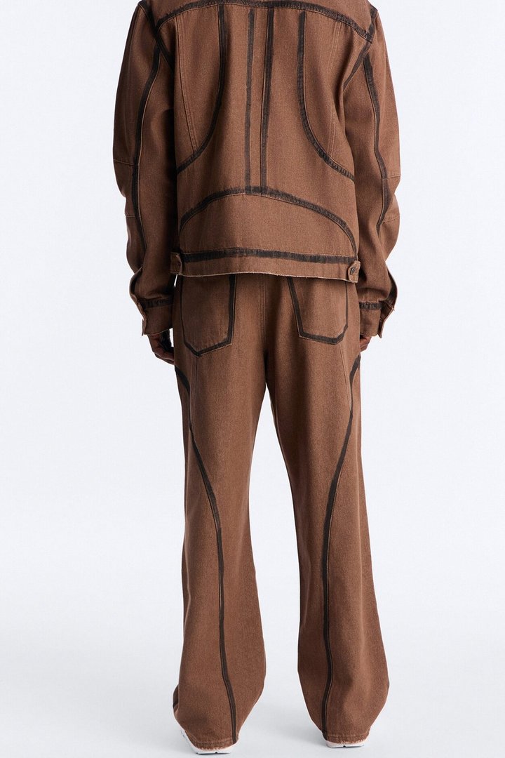Seeing Lines Baggy Jeans - Brown