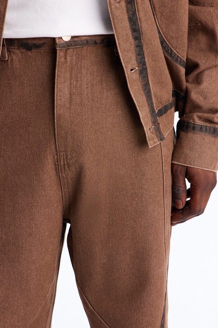 Seeing Lines Baggy Jeans - Brown