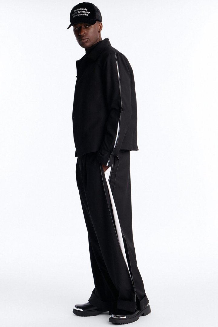 Relaxed New Age Zipper Reveal Tuxedo Jacket - Black