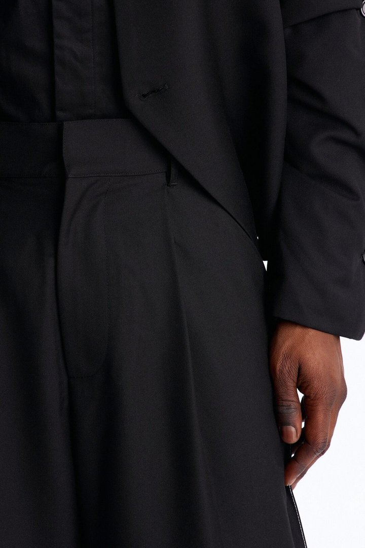 Wide Leg New Age Cuffed Tuxedo Trouser - Black