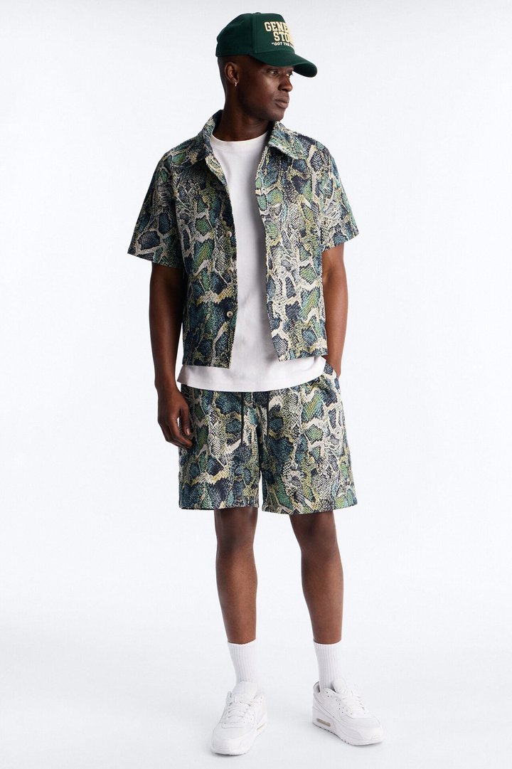 Anaconda Club Button Up Shirt - Green/combo