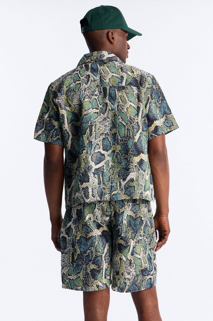 Anaconda Club Button Up Shirt - Green/combo