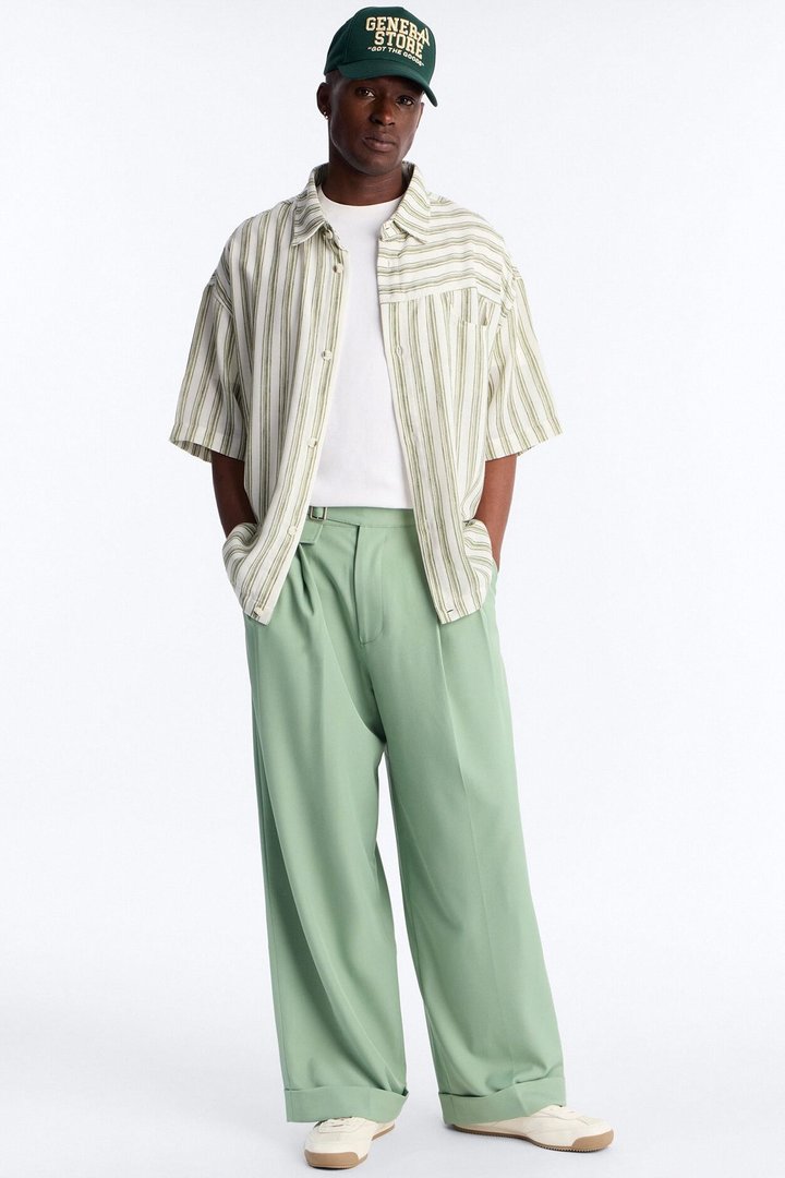 Relaxed Daycation Stripe Button Up Shirt - Green/combo