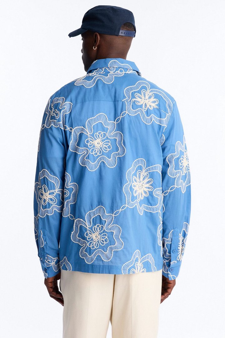 Fleur Entwine Long Sleeve Button Up Shirt - Blue
