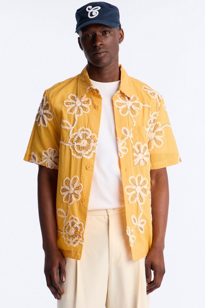 Paper Flore Short Sleeve Button Up Shirt - Mustard