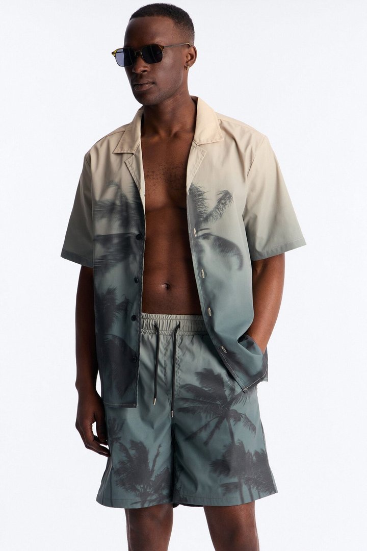 Relaxed Moab Breeze Cuban Collar Button Up Shirt - Taupe