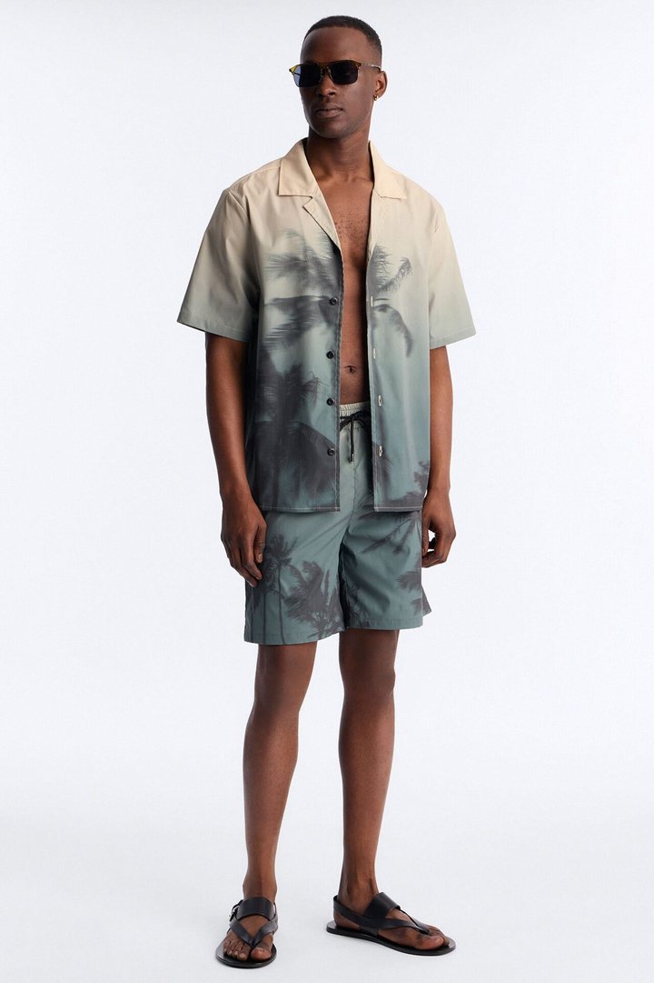 Relaxed Moab Breeze Cuban Collar Button Up Shirt - Taupe