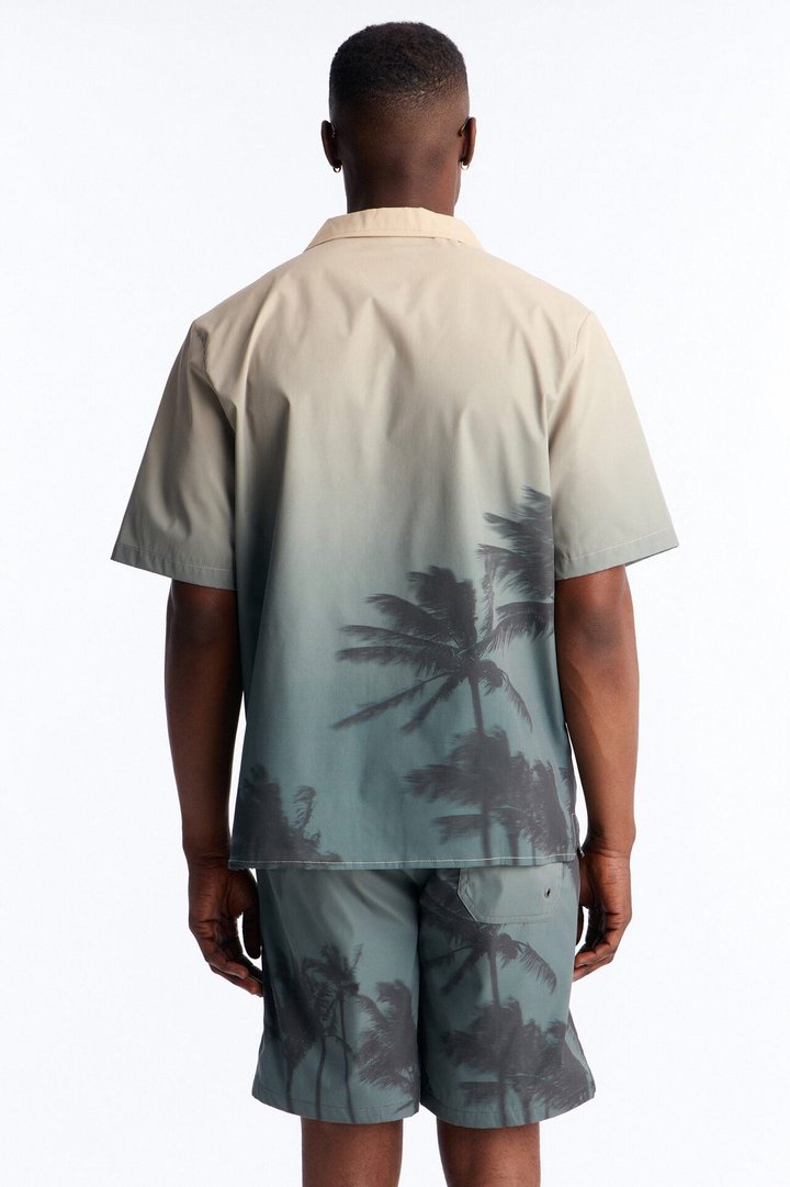 Relaxed Moab Breeze Cuban Collar Button Up Shirt - Taupe